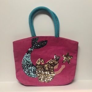 [Mud Pie] Sequin Mermaid Jute Tote Bag